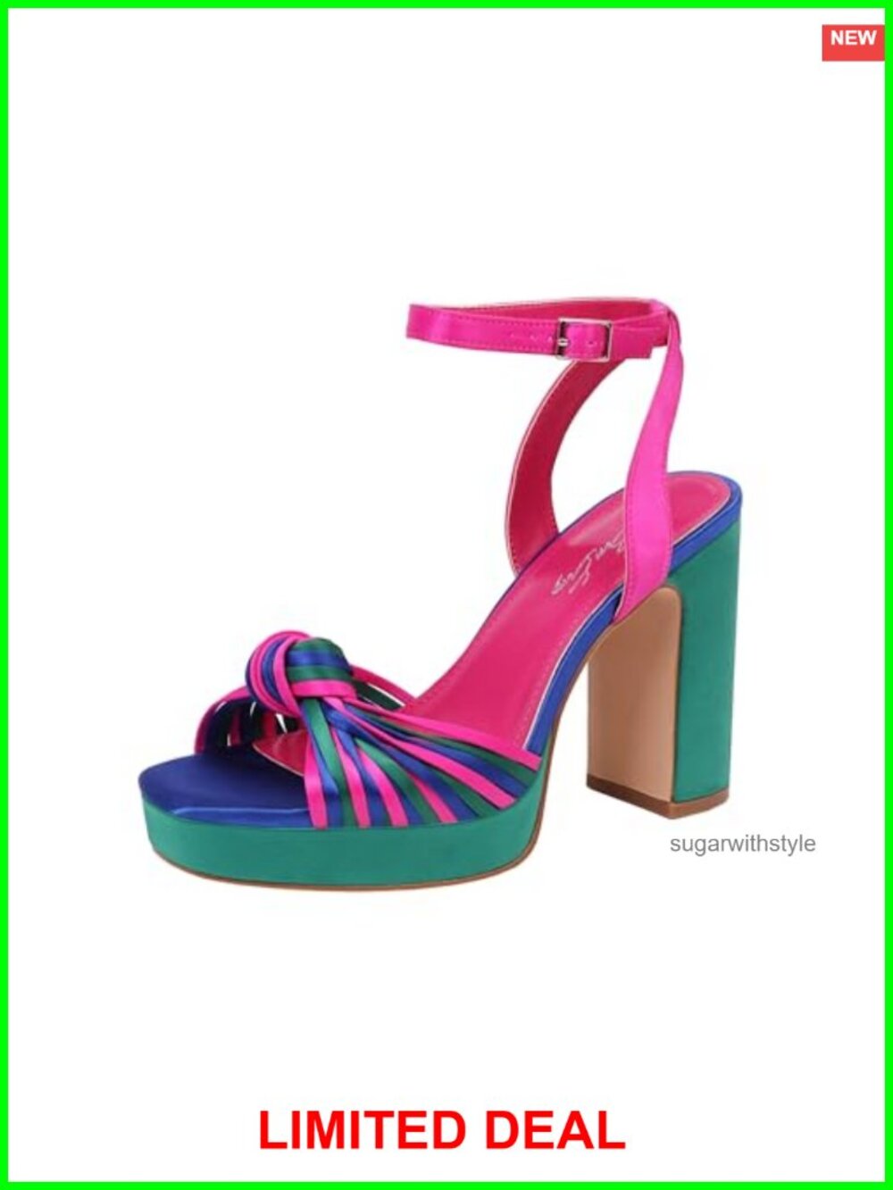 Strappy Platform Bow Heels Square Open Toe Chunky Sandals